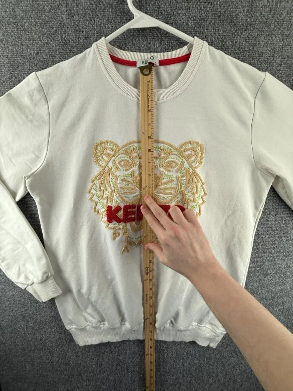 KENZO Sweatshirt Pullover Graphic Print Long Sleeve White Tiger Logo Stretch - Picture 4 of 16